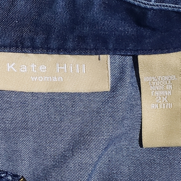 Kate Hill Womens Patong Beach Plus Size Full Zip Tencel Jacket Denim Blue 2X NWT - Picture 7 of 7